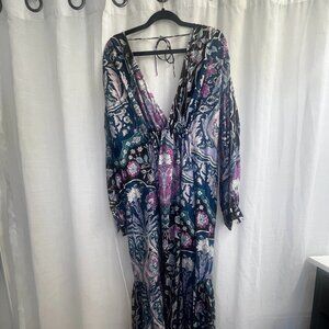 MARIA CHER Cotton Silk Maxi Floral Dress